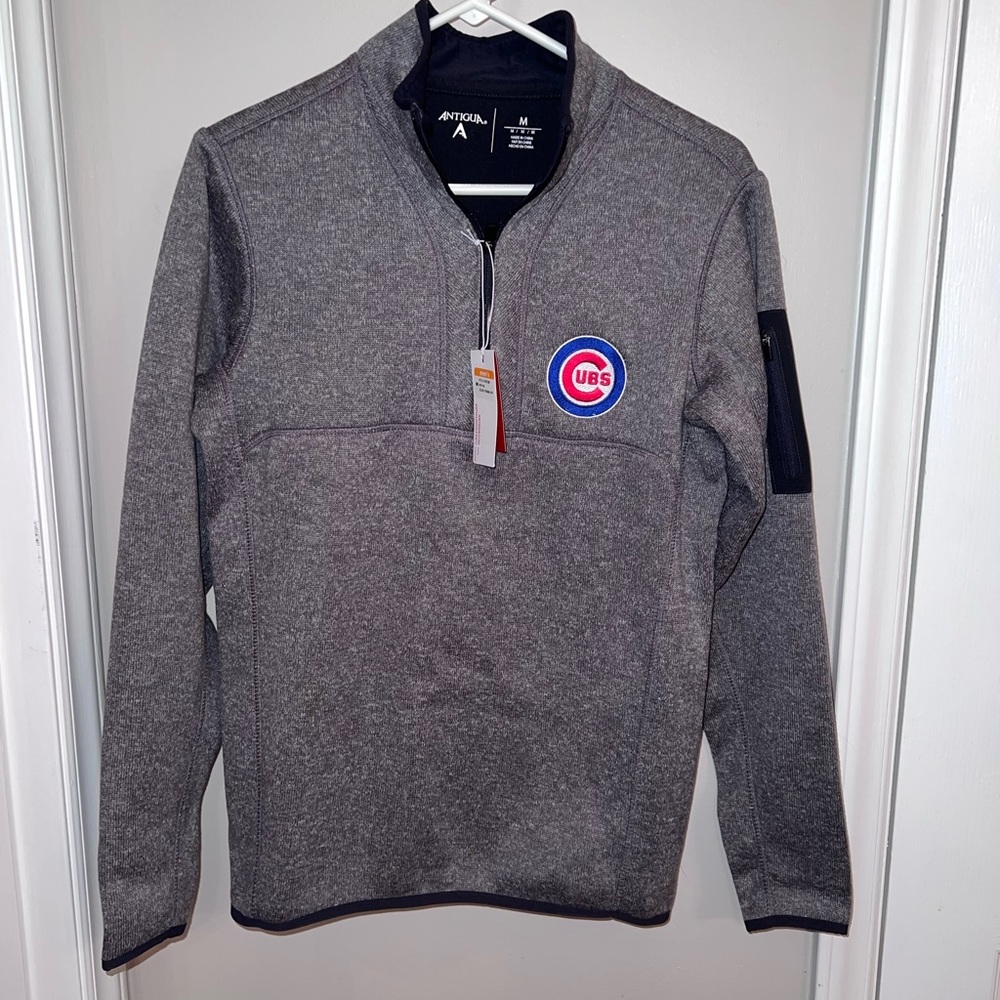 Chicago Cubs Antigua Fortune Half-Zip Sweater - Heathered Charcoal size medium